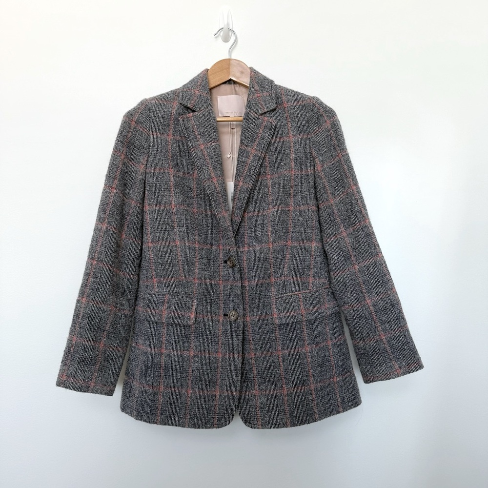 Rebecca Taylor Grey Pick Checkered Plaid Blazer Size S